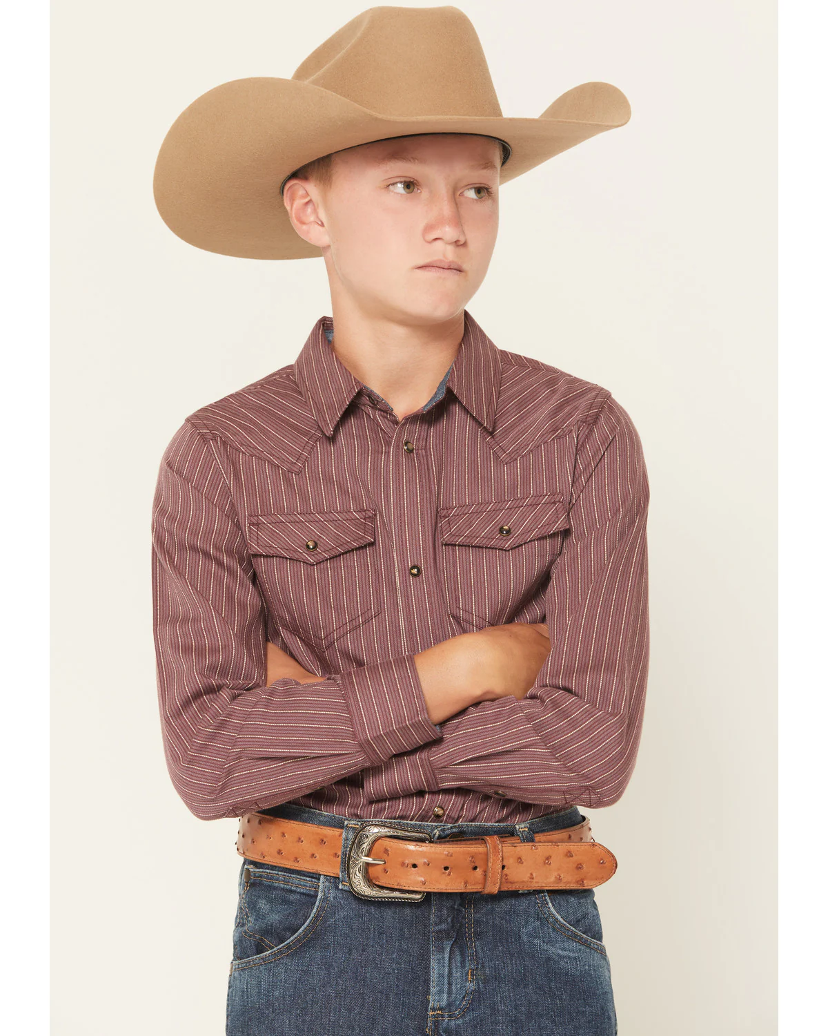 Cody James Boys' Everest Peak Striped Print Long Sleeve Snap Western Shirt - Image 5