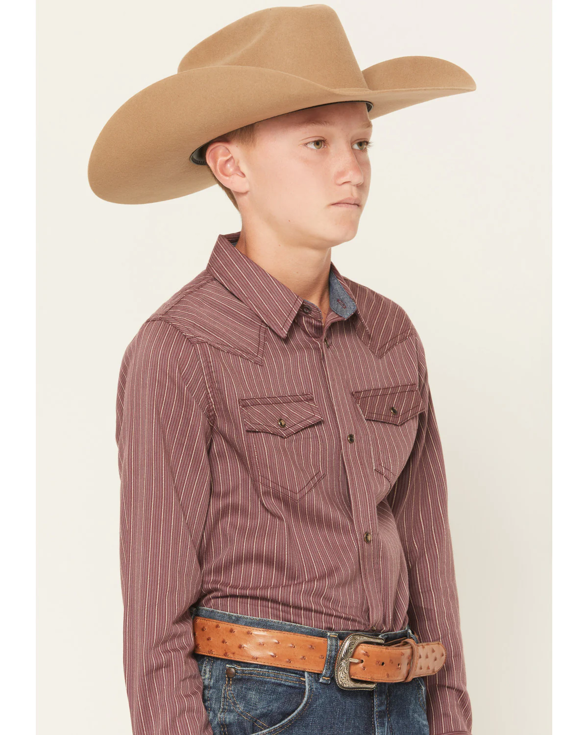 Cody James Boys' Everest Peak Striped Print Long Sleeve Snap Western Shirt - Image 6