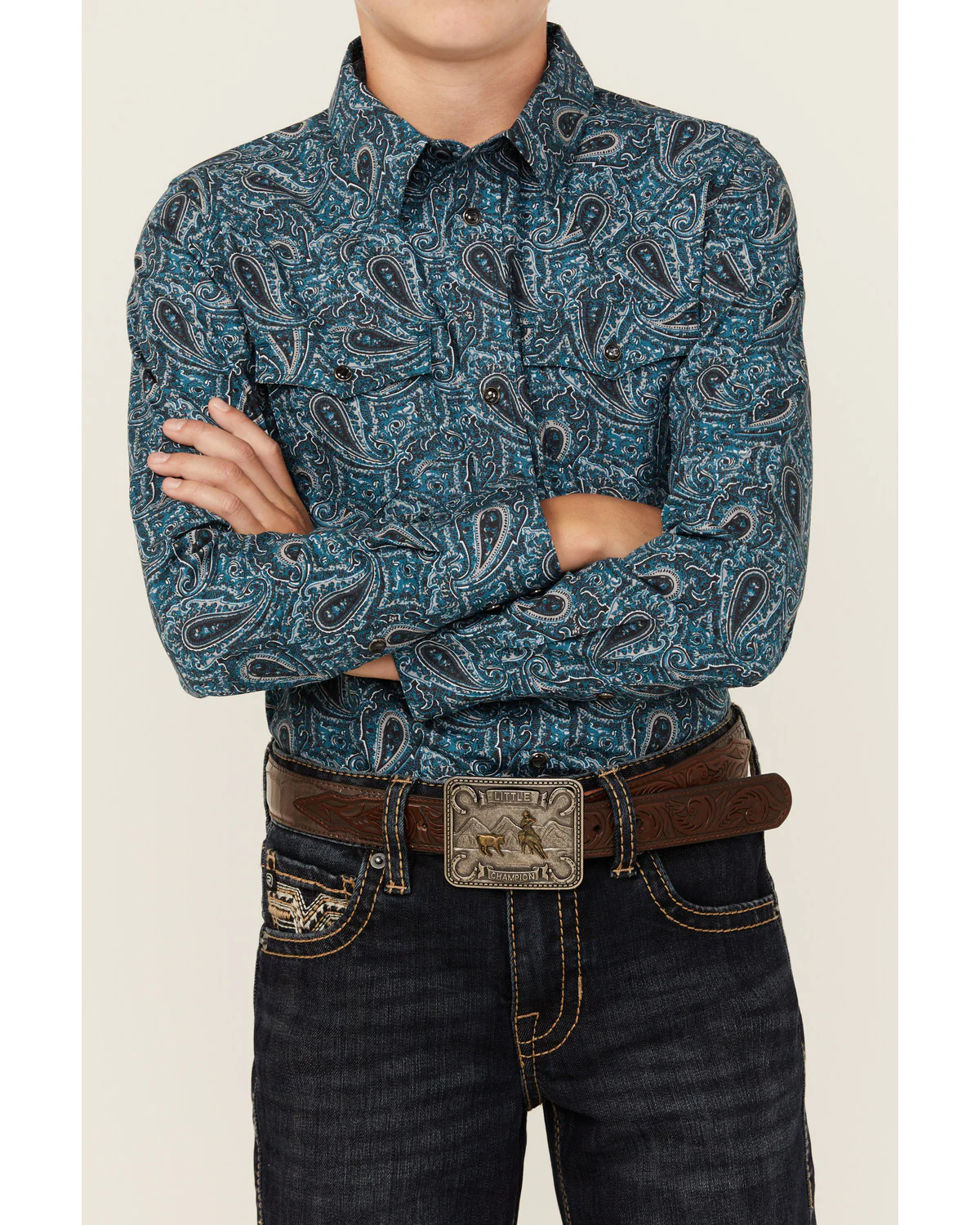 Cody James Boys' Lasso Paisley Print Long Sleeve Snap Western Shirt - Image 3
