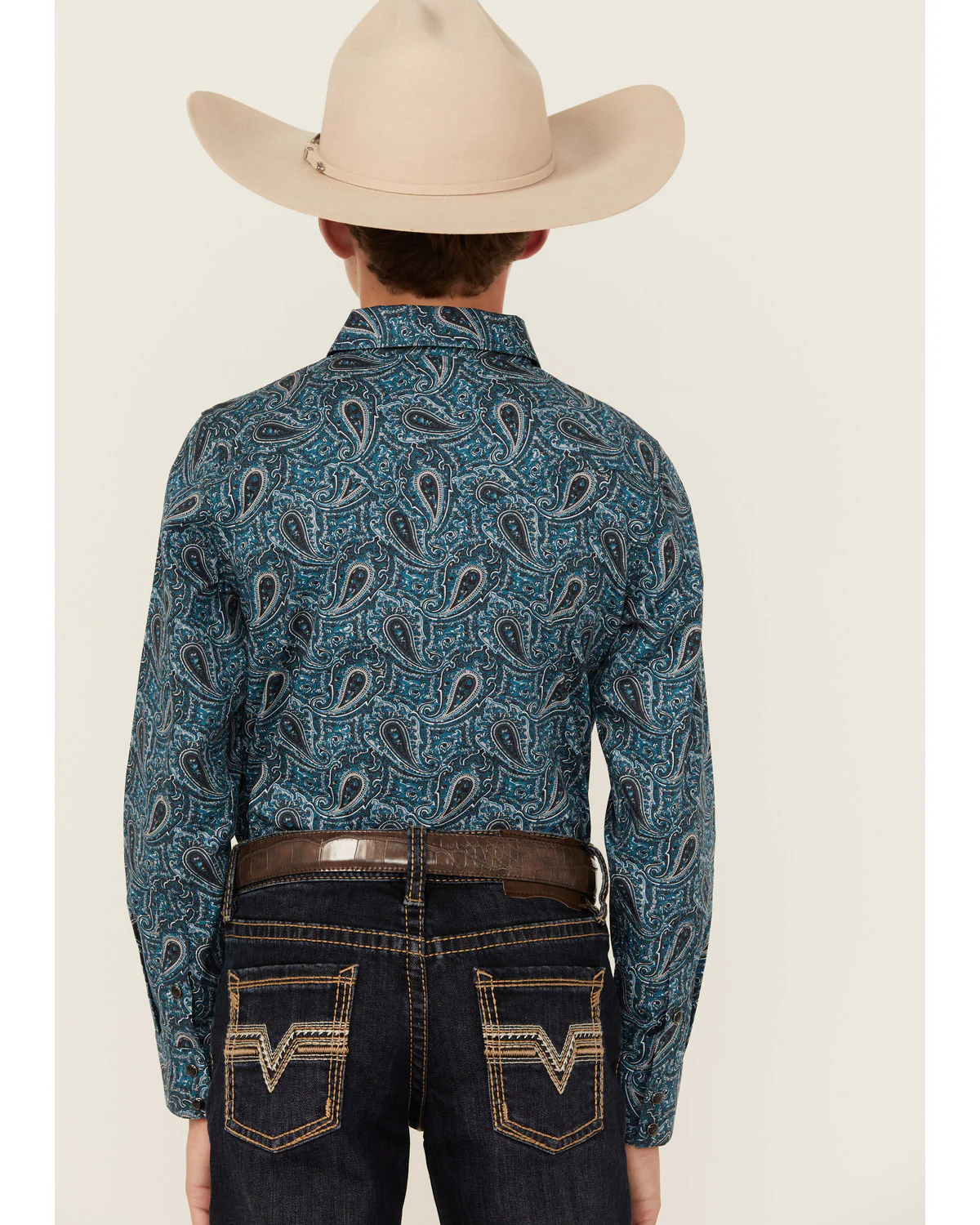 Cody James Boys' Lasso Paisley Print Long Sleeve Snap Western Shirt - Image 4