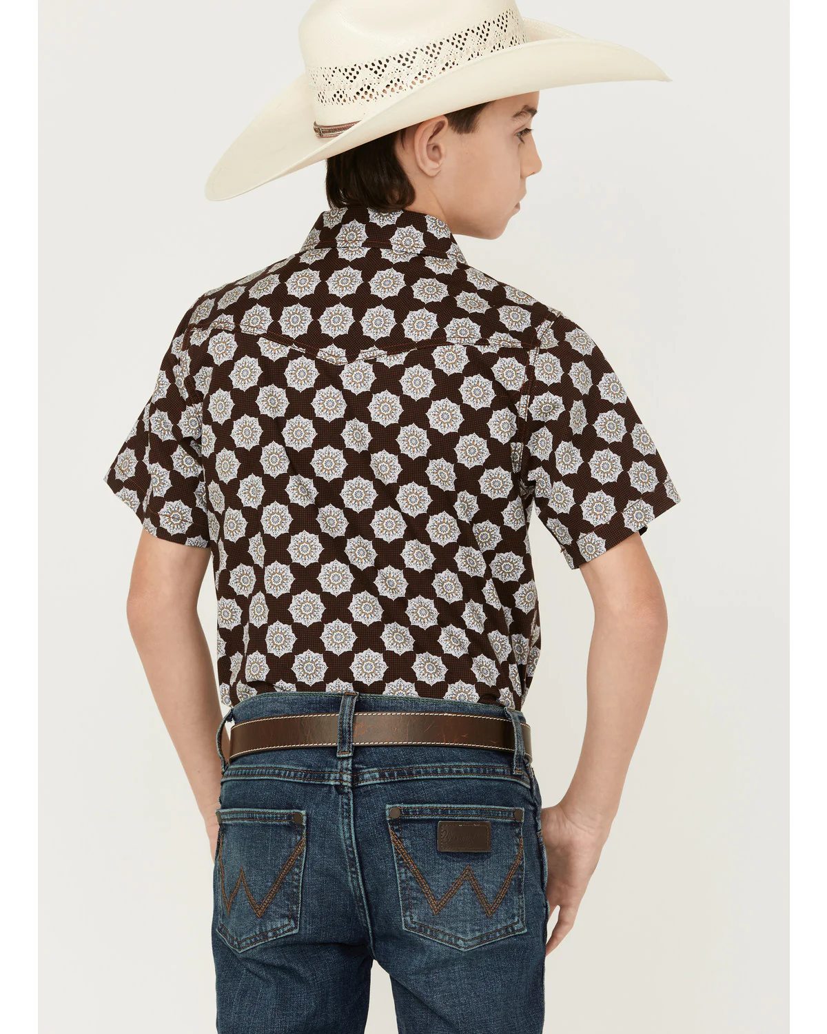 Cody James Boys' Medallion Print Short Sleeve Snap Western Shirt - Image 4