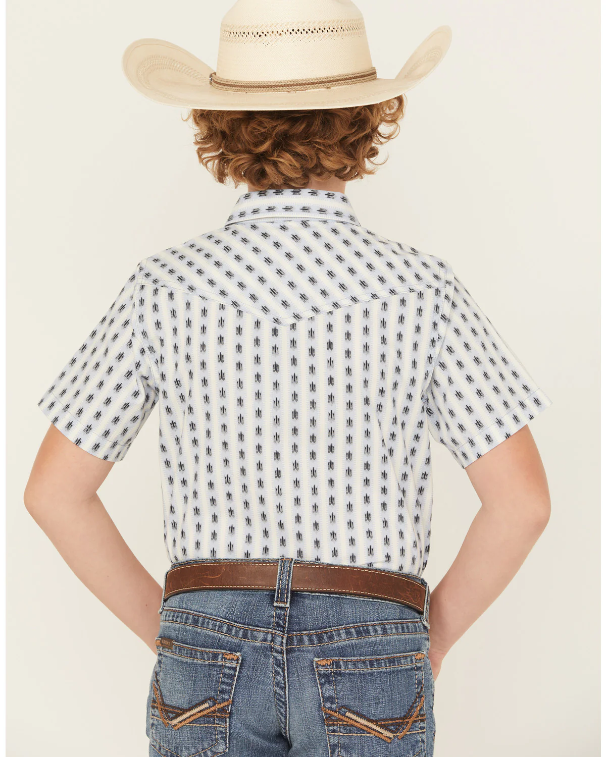 Cody James Boys' Outlaw Pass Striped Print Short Sleeve Snap Western Shirt - Image 4