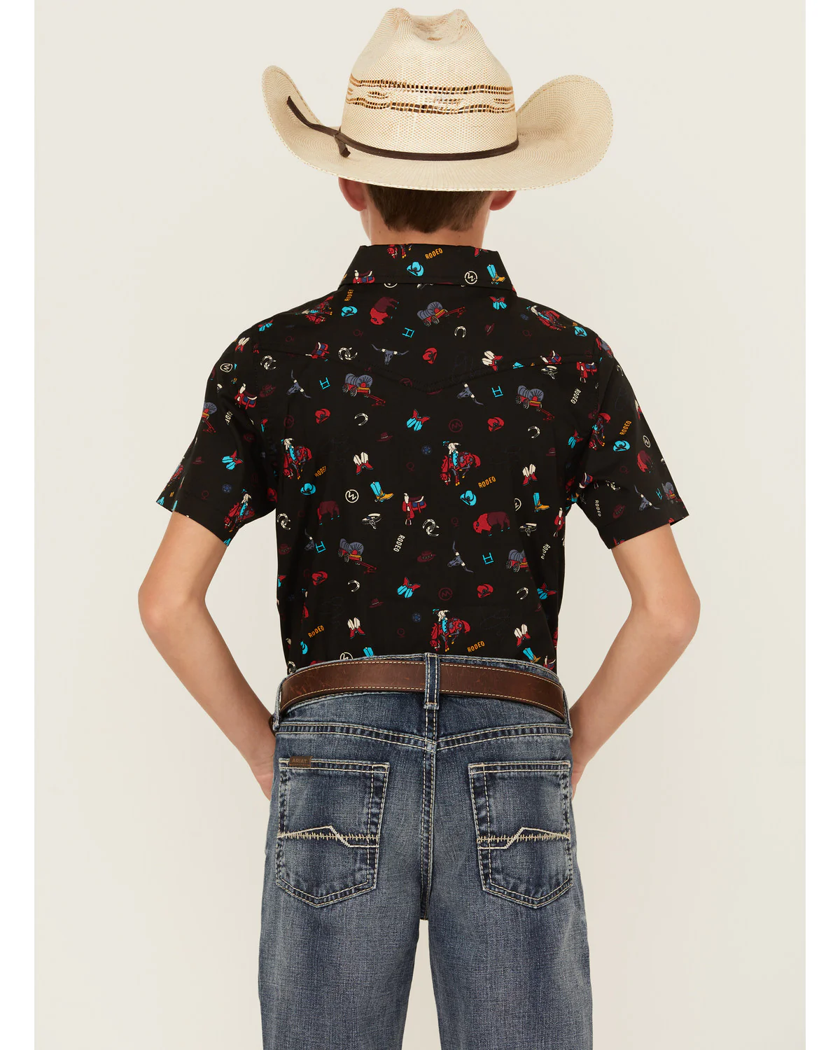Cody James Boys' Sheriff Conversation Print Short Sleeve Snap Western Shirt - Image 4