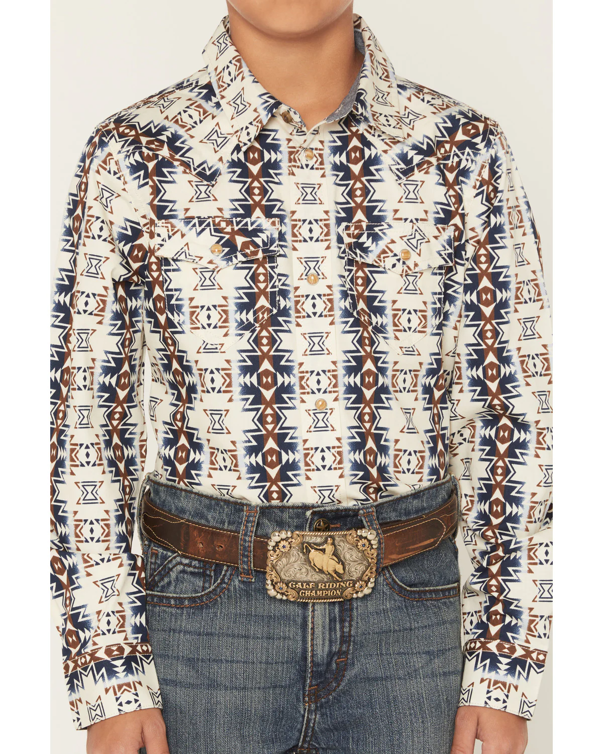 Cody James Boys' Wild Prairie Southwestern Print Long Sleeve Snap Western Shirt - Image 3