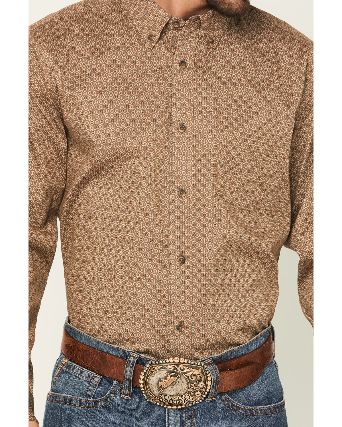 Cody James Men's Big Deal Geo Print Long Sleeve Button-Down Stretch Western Shirt - Image 3