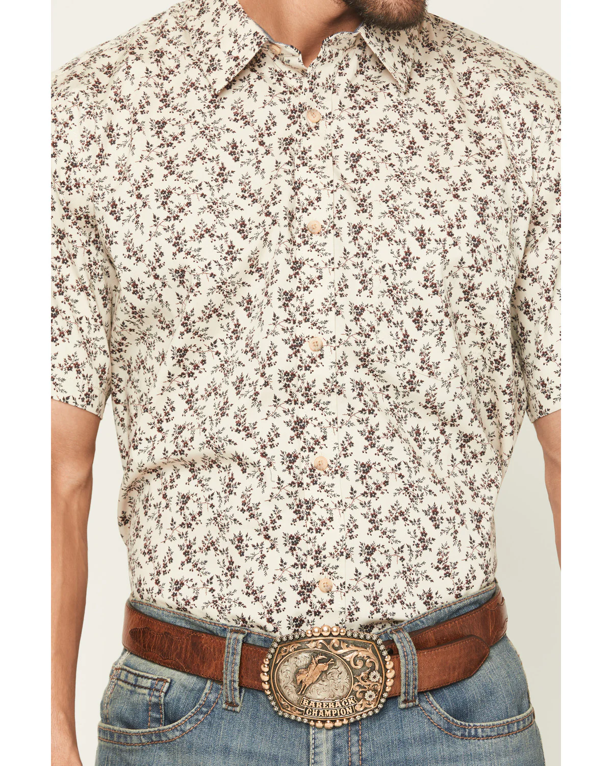 Cody James Men's Columbia Floral Print Short Sleeve Button-Down Stretch Western Shirt - Image 3