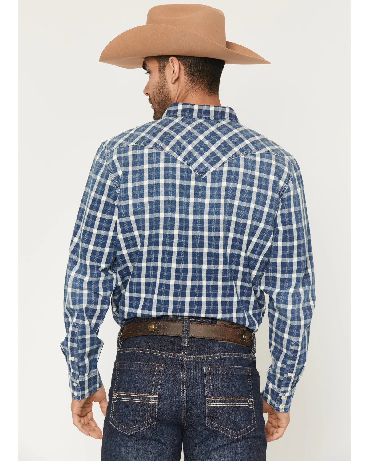 Cody James Men's Conaway Denim Plaid Print Long Sleeve Snap Western Shirt - Image 4