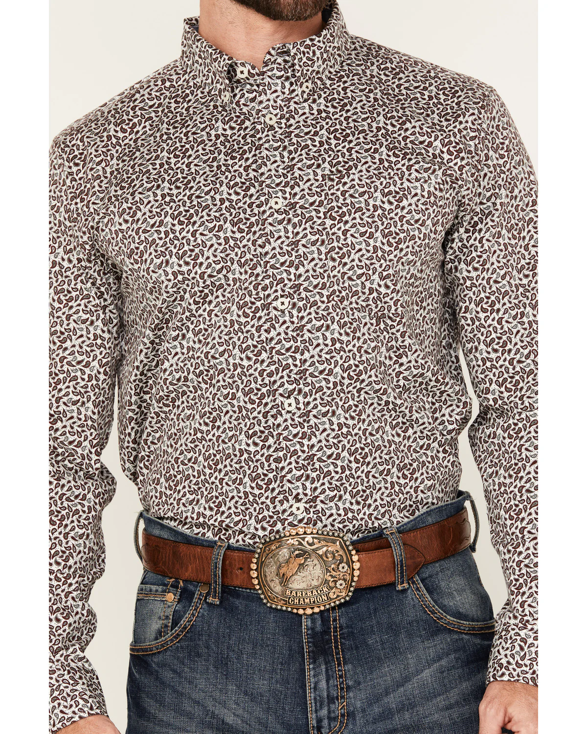 Cody James Men's Country Paisley Print Long Sleeve Button-Down Stretch Western Shirt - Image 3