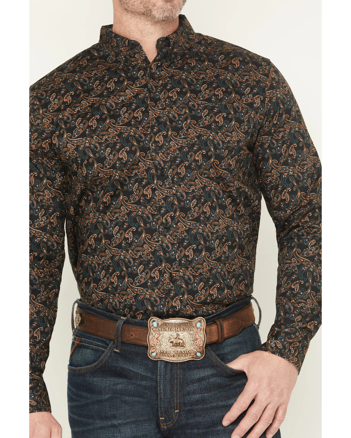Cody James Men's Cumberland Paisley Print Long Sleeve Button-Down Stretch Western Shirt - Image 3