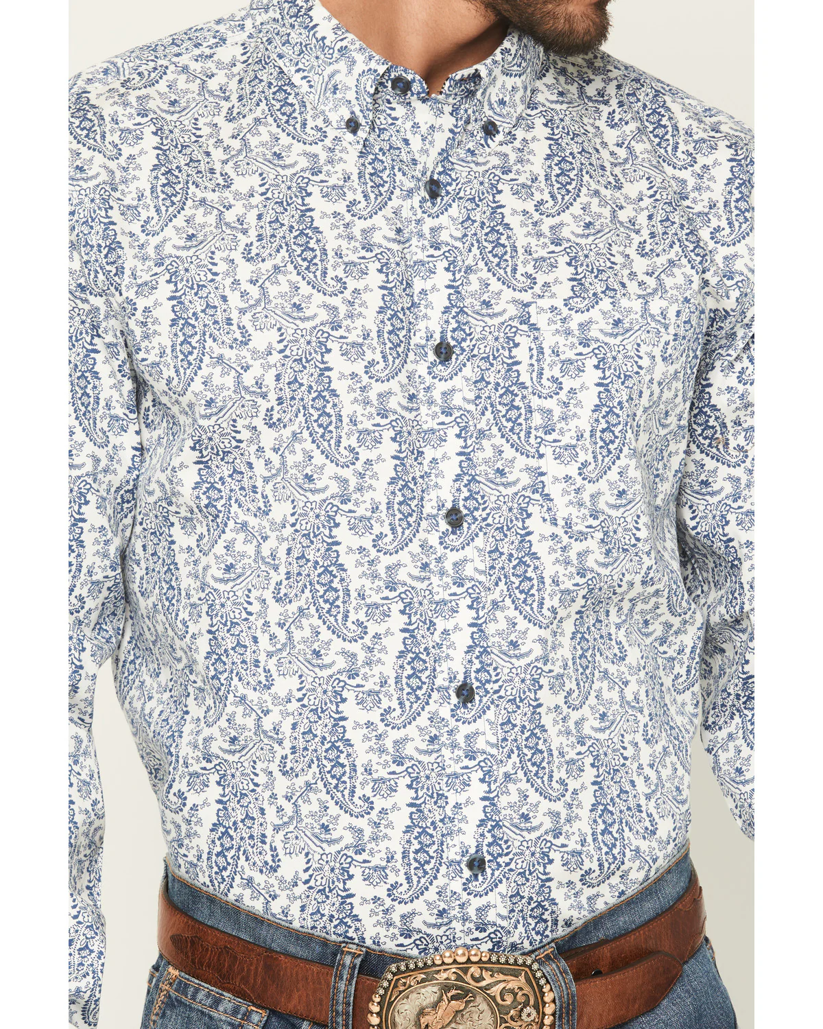 Cody James Men's Dagget 2.0 Paisley Print Long Sleeve Button-Down Stretch Western Shirt - Image 3