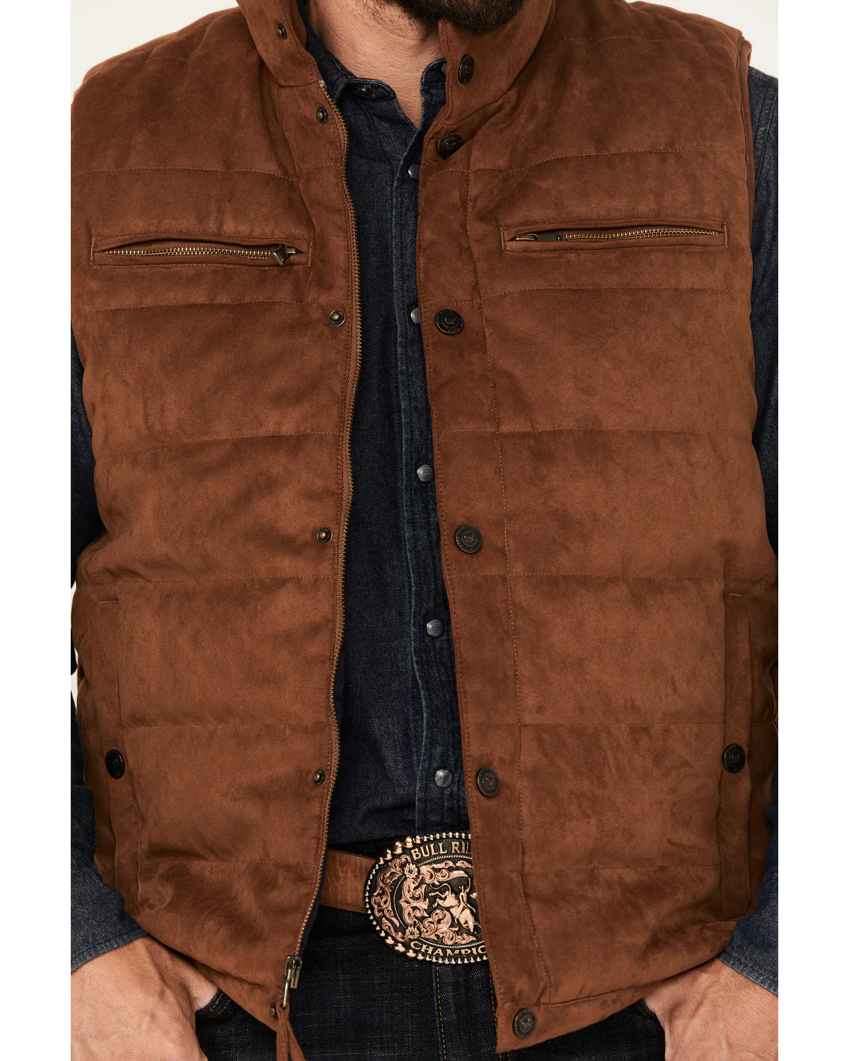 Cody James Men's Faux Suede Puffer Vest - Image 3