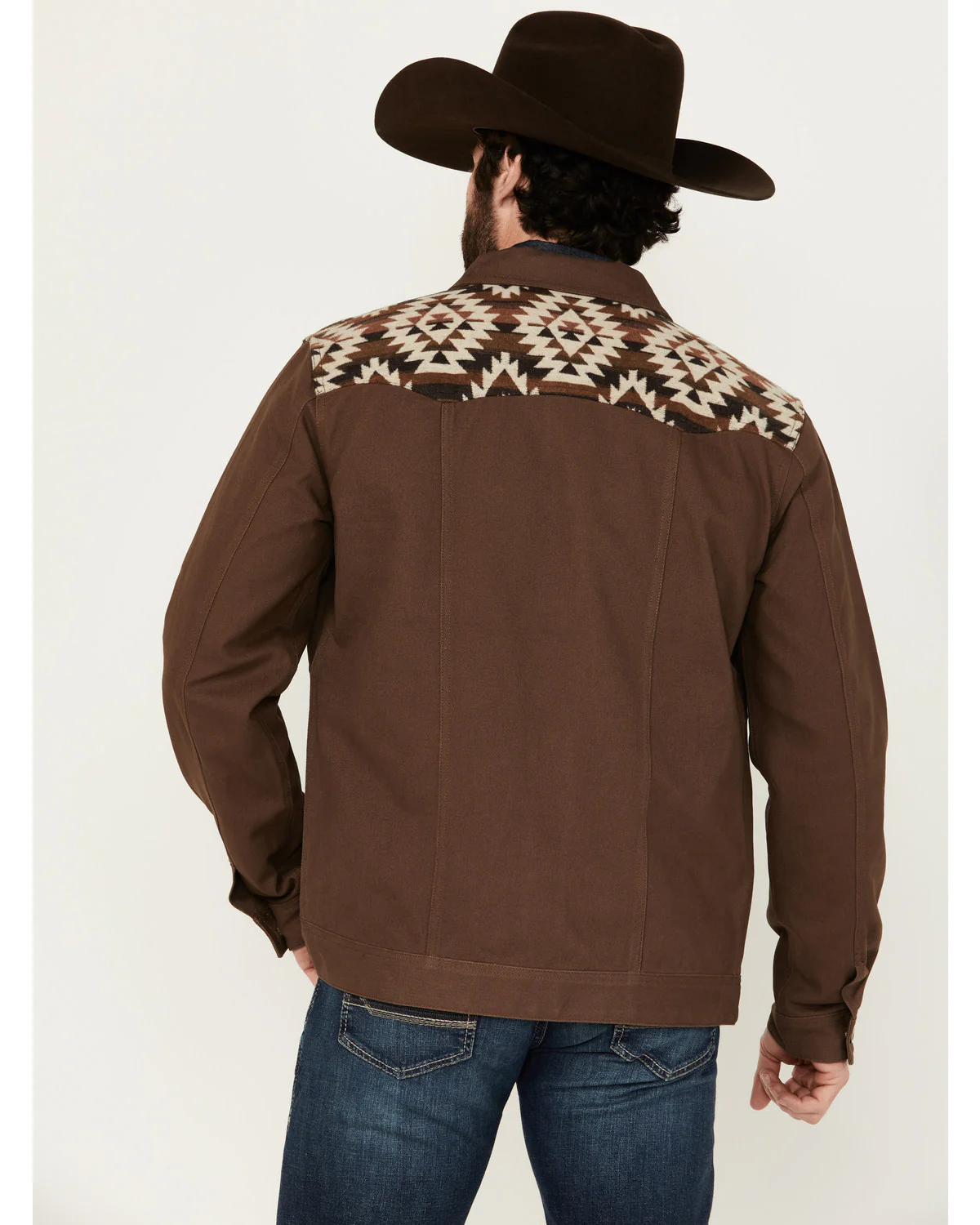 Cody James Men's Goldmine Southwestern Print Yoke Canvas Trucker Jacket - Image 4