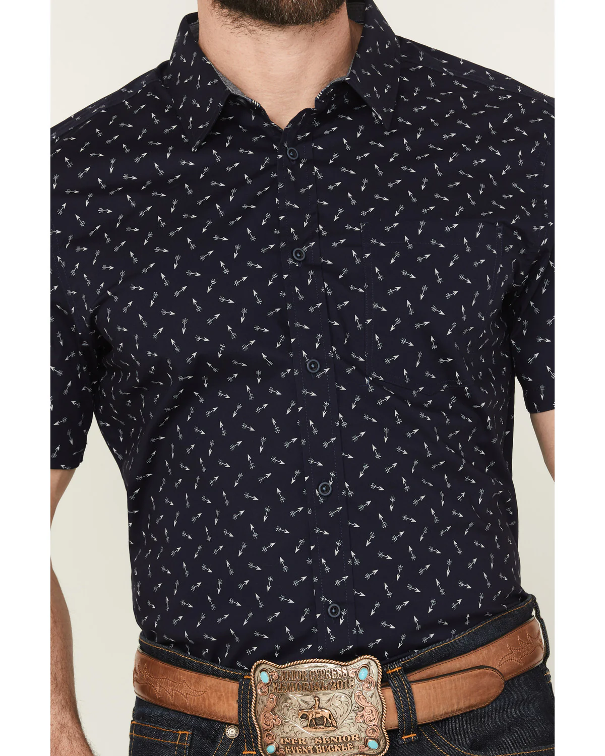 Cody James Men's Idaho Geo Print Short Sleeve Button-Down Stretch Western Shirt - Image 3