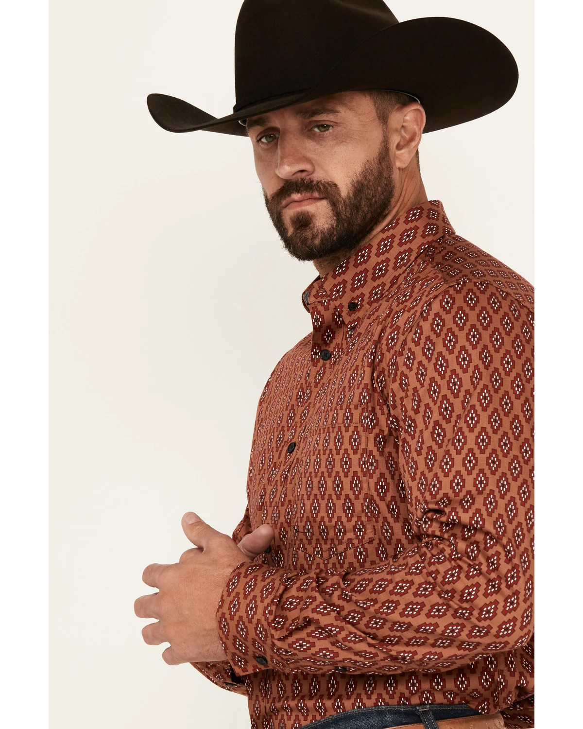 Cody James Men's Kenneth Southwestern Geo Print Long Sleeve Button-Down Stretch Western Shirt - Image 3