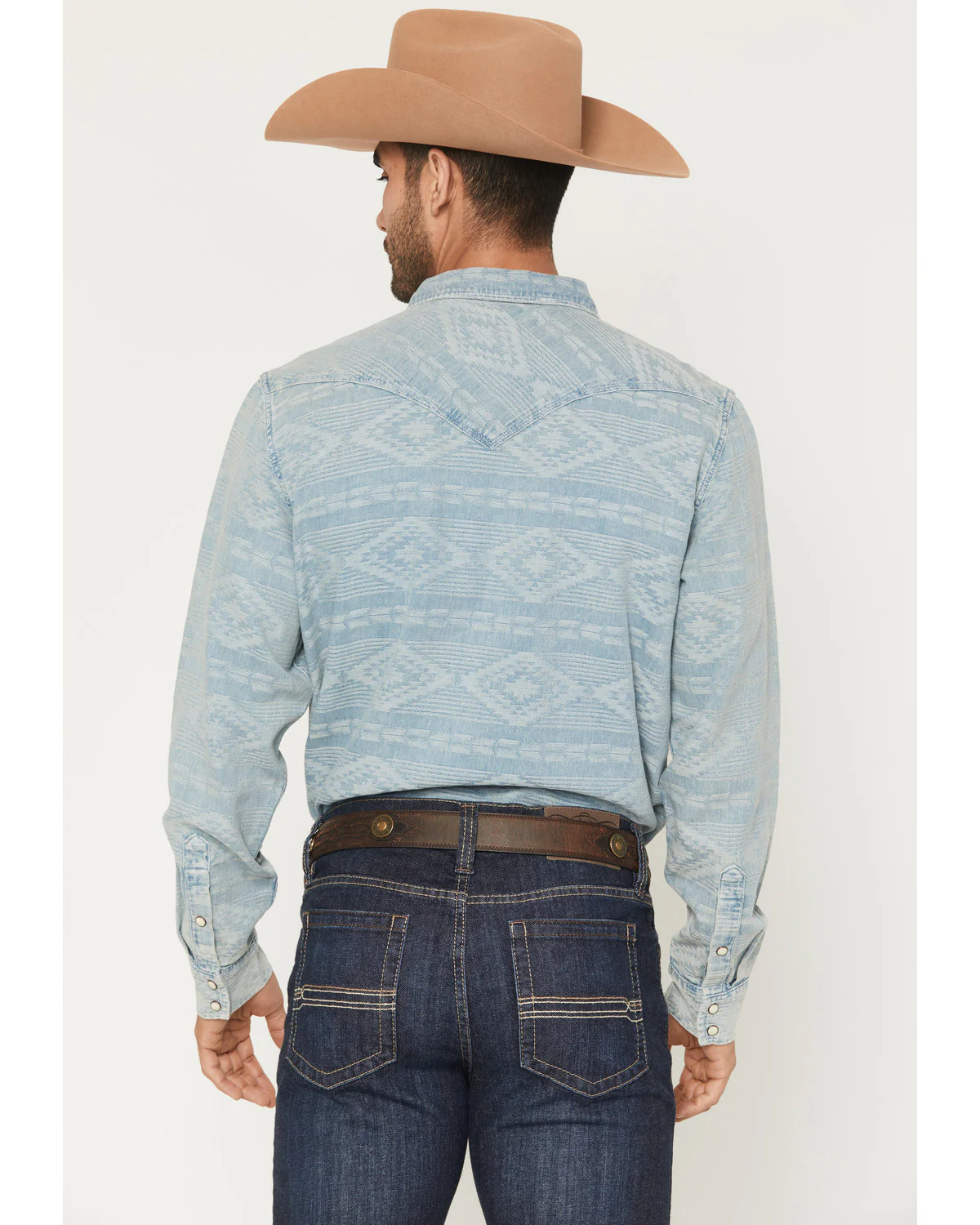 Cody James Men's Marley Tonal Southwestern Long Sleeve Snap Denim Western Shirt - Image 4