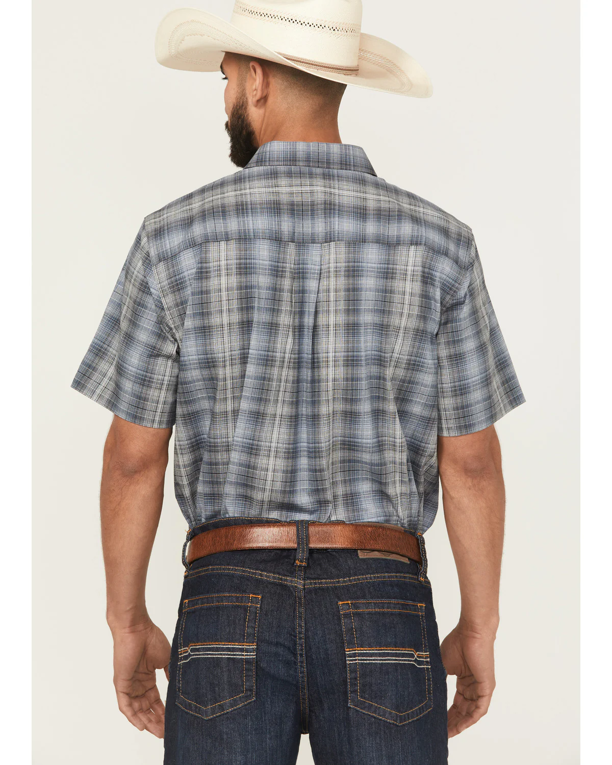 Cody James Men's Nevada Plaid Print Short Sleeve Button-Down Stretch Western Shirt - Image 4