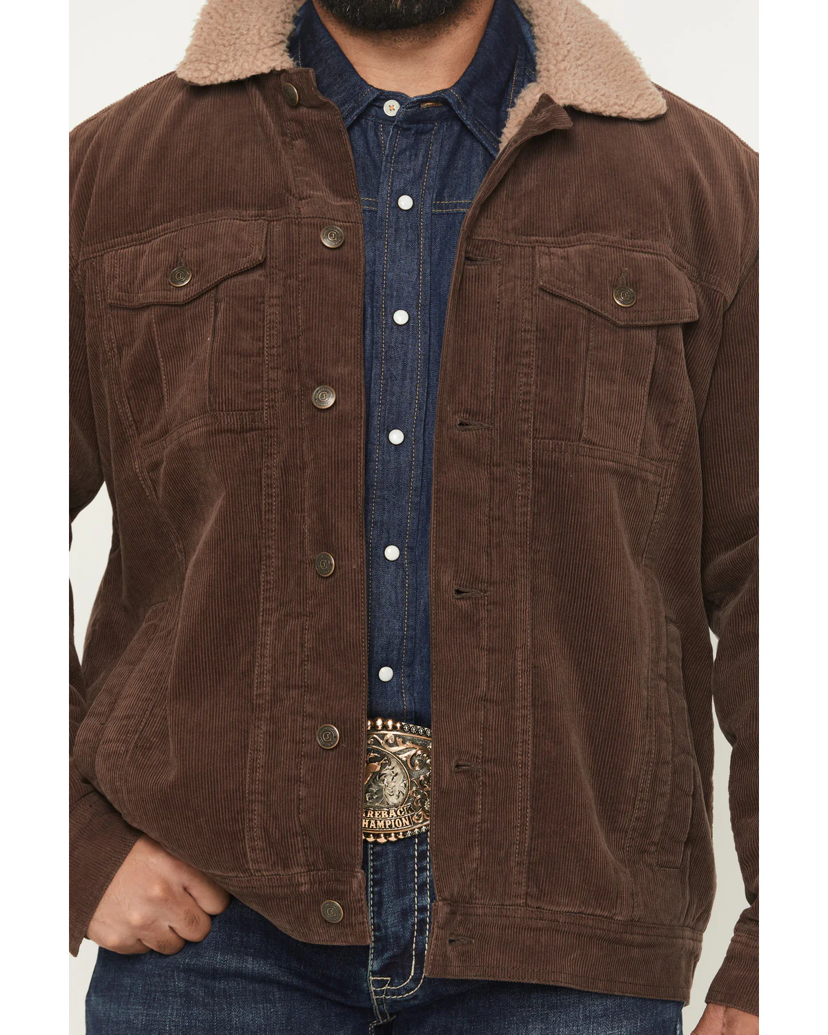 Cody James Men's Ozark Corduroy Sherpa Lined Heavyweight Trucker Jacket - Image 3
