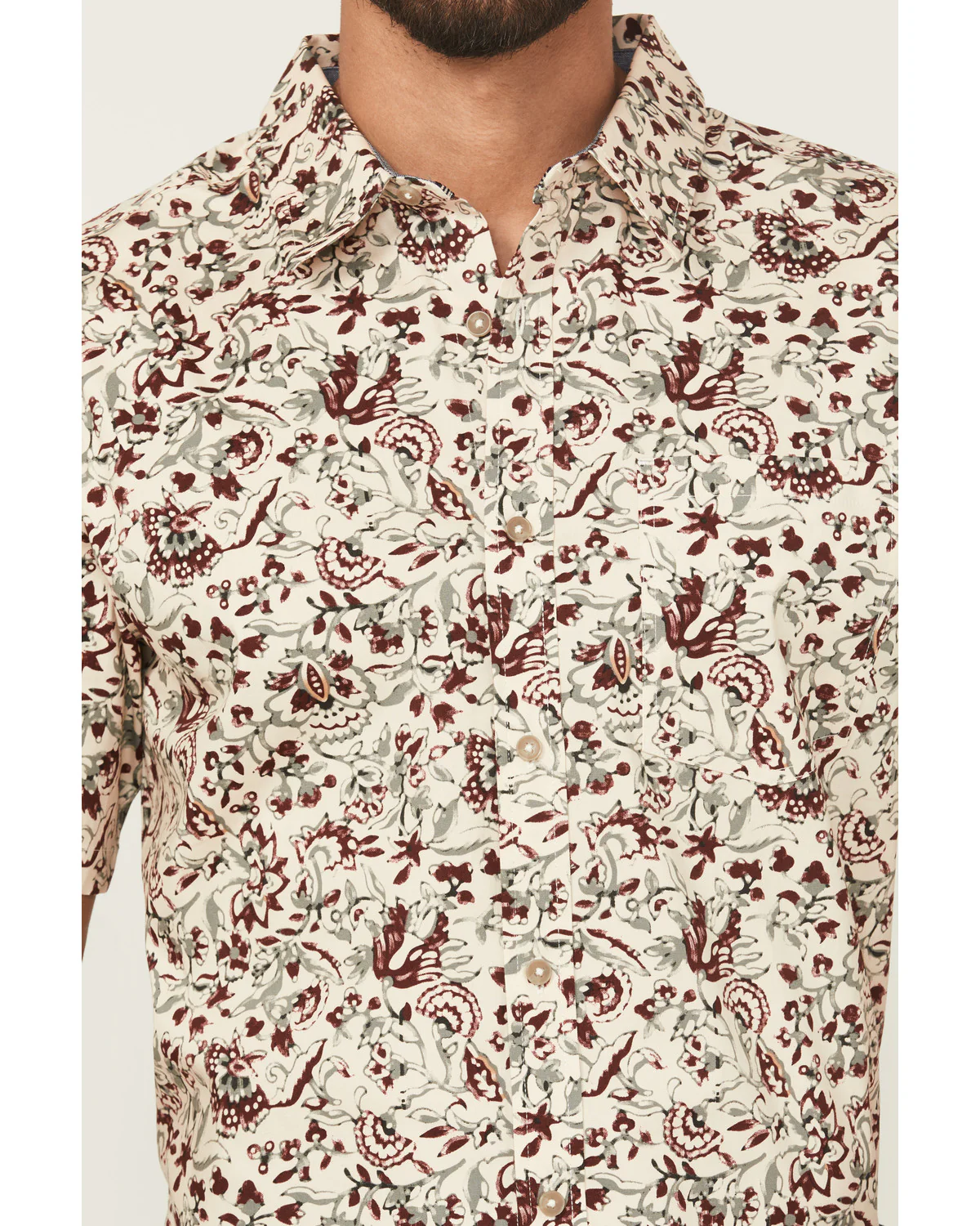Cody James Men's Red River Floral Print Short Sleeve Button-Down Stretch Western Shirt - Image 3