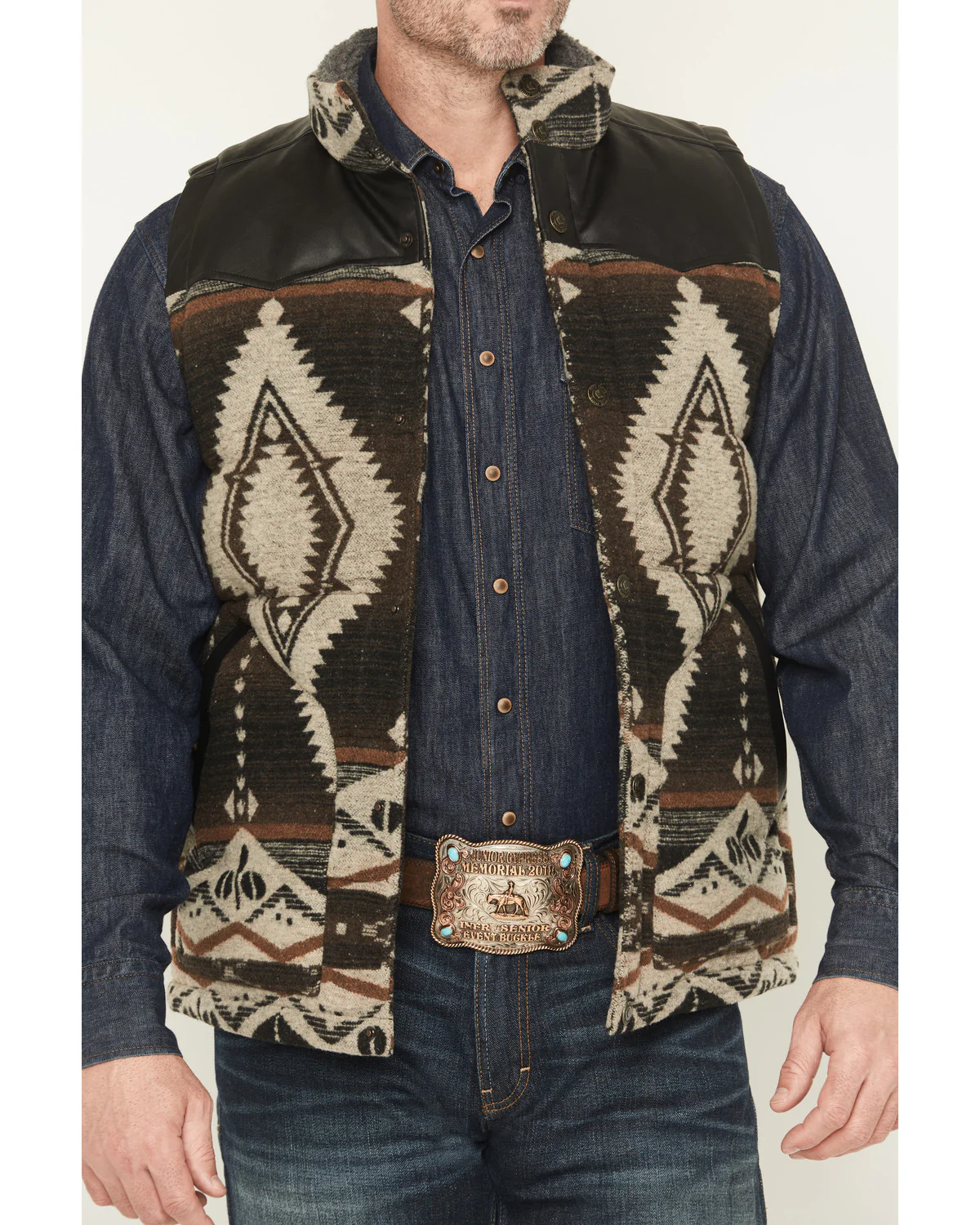 Cody James Men's Southwestern Print Flannel Insulated Vest - Image 3