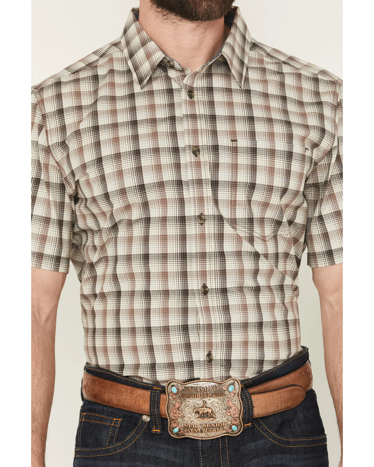 Cody James Men's Summit Plaid Print Short Sleeve Button-Down Stretch Western Shirt - Image 3