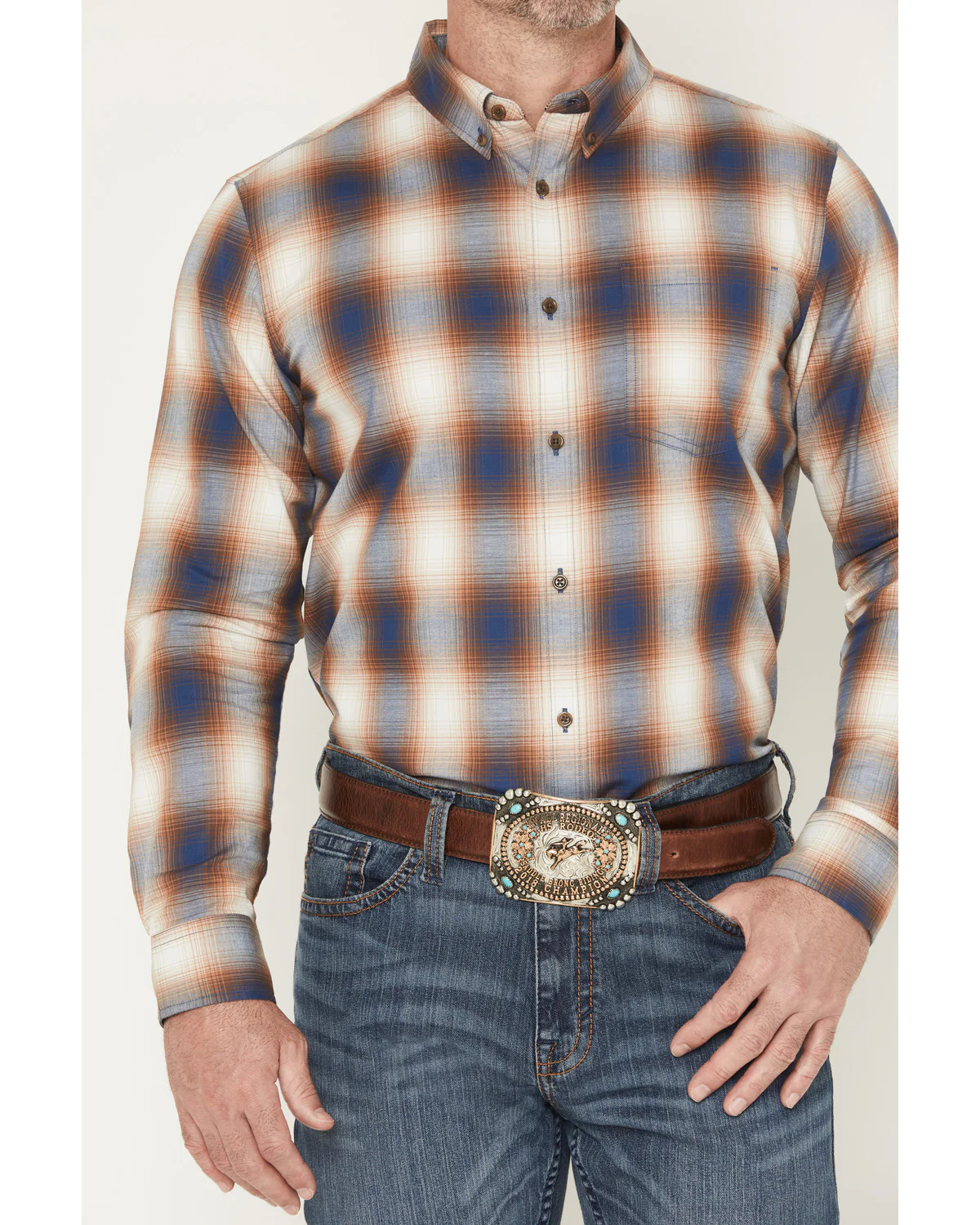 Cody James Men's Warner Plaid Print Long Sleeve Button-Down Stretch Western Shirt - Image 3
